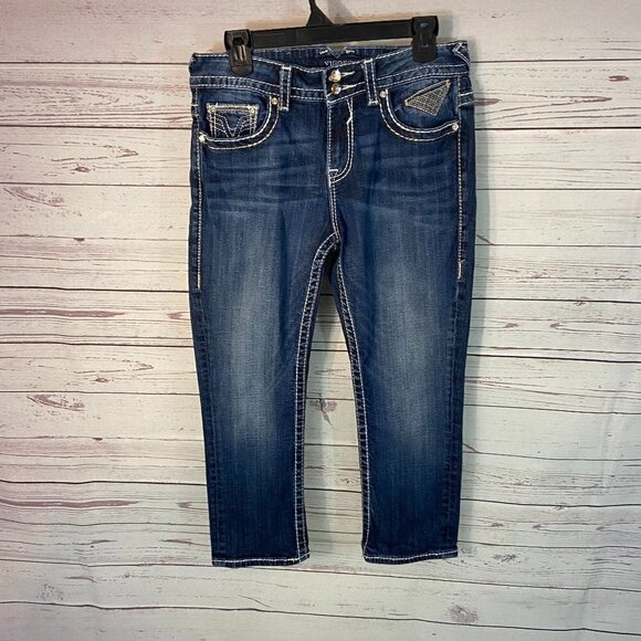 Vigoss The Chelsea Capri Jeans Women's Size 6 (29 x 22) Mid Rise Embellished - Picture 2 of 14